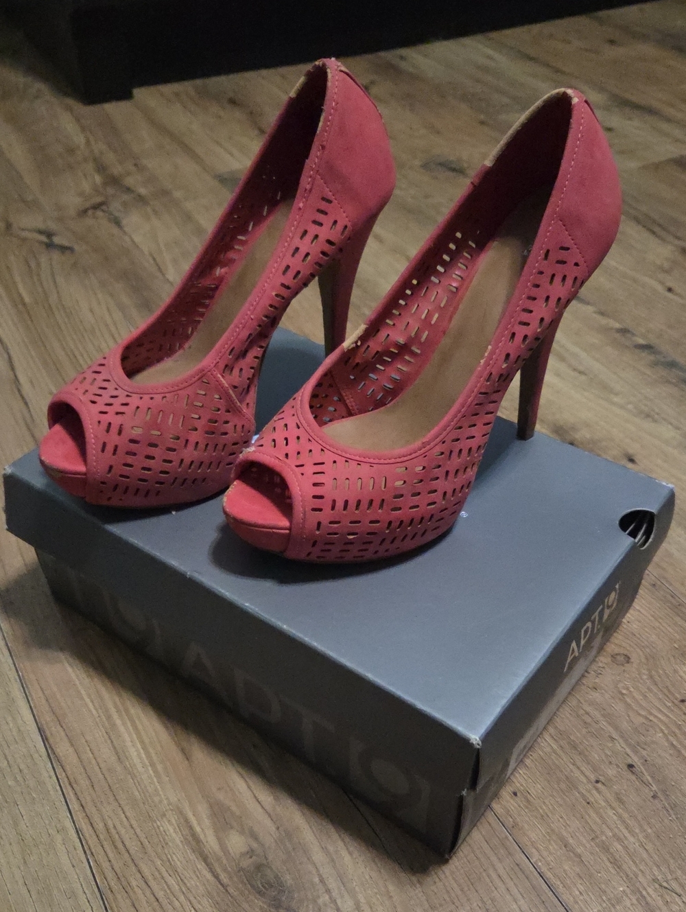 Apt. 9 | Hayden Coral Peep-Toe Laser-Cut High Heels